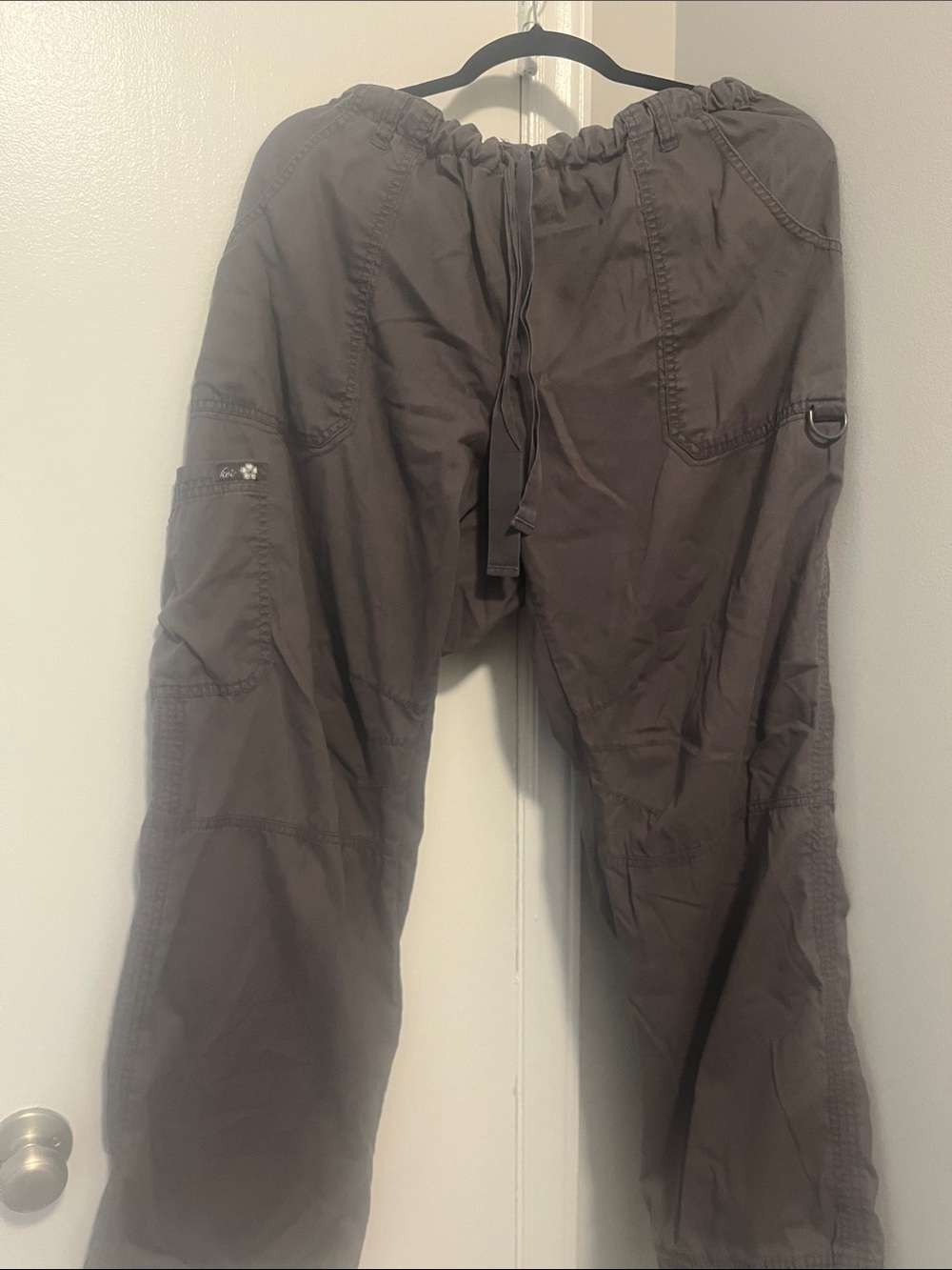 Women's Cargo Utility Pants with Drawstring Waist - Gray